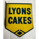 An original double sided Lyons Cakes enamel sign measuring 40 x 30.5cm