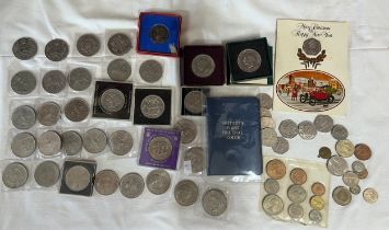 A collection of mostly crowns x 33 and other various coinage to include Jubilee medal, Britain's
