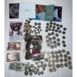 A collection of coins to include 2 pounds, 50p's, Silver Proof Alderney Diamond Wedding 5 pound,