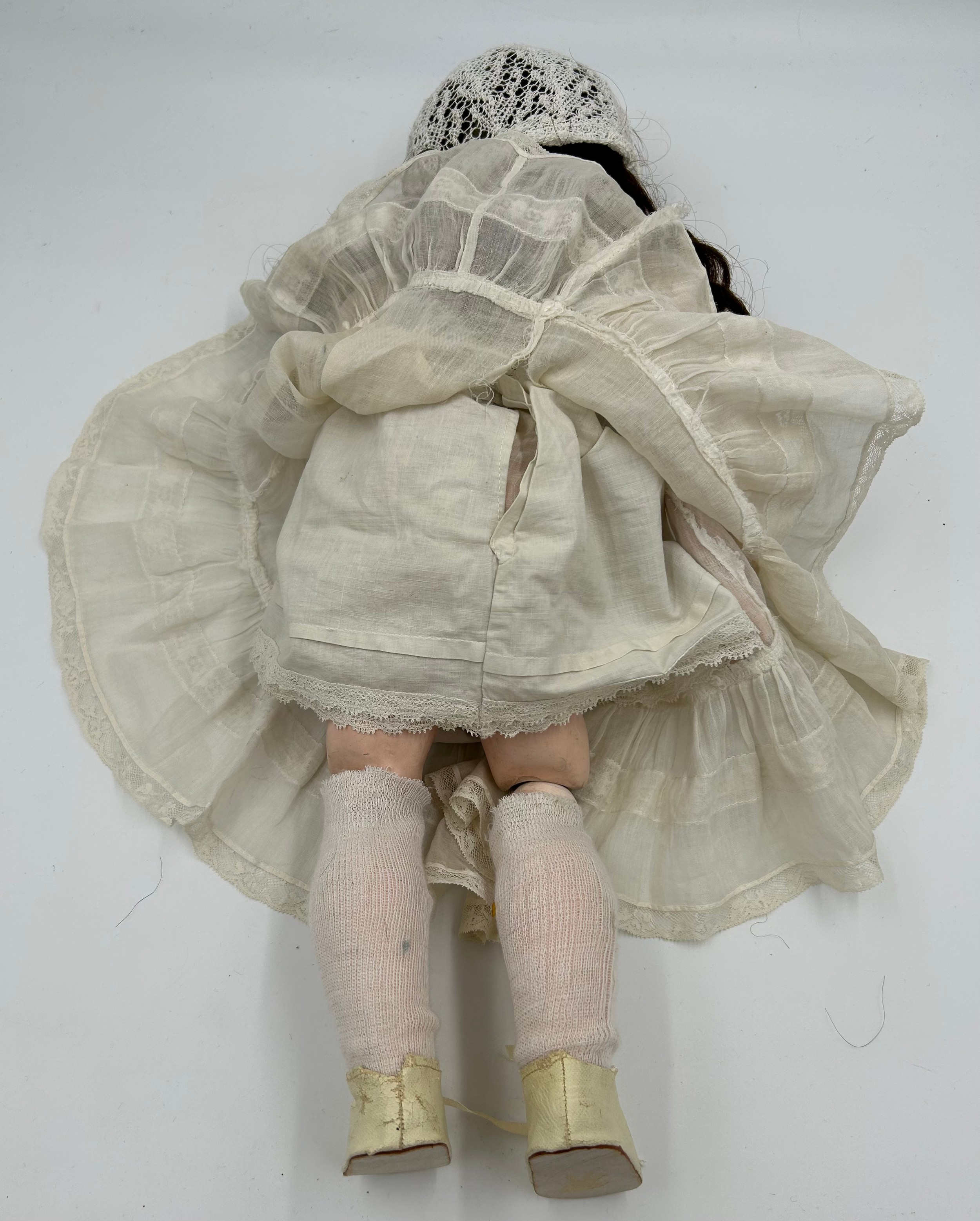 A Simon & Halbig Bisque Porcelain headed doll (57cm) stamp to the neck, with mechanical blue eyes, - Bild 7 aus 10