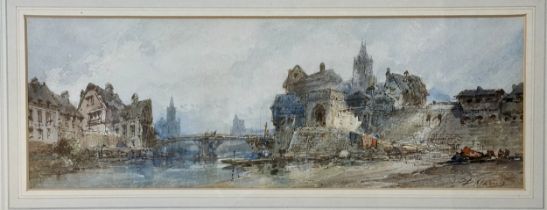Paul Marny (1829-1914), "Valmont, Normandy", watercolour signed lower right P Marny. Painting 15.5 x