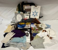 A mixture of fashion accessories to include various vintage gloves, chamois, leather etc., nylon