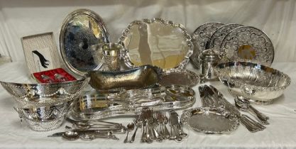 A quantity of good quality silver plate to include 4 salvers, 2 large, 2 small, largest 25cm d, 2