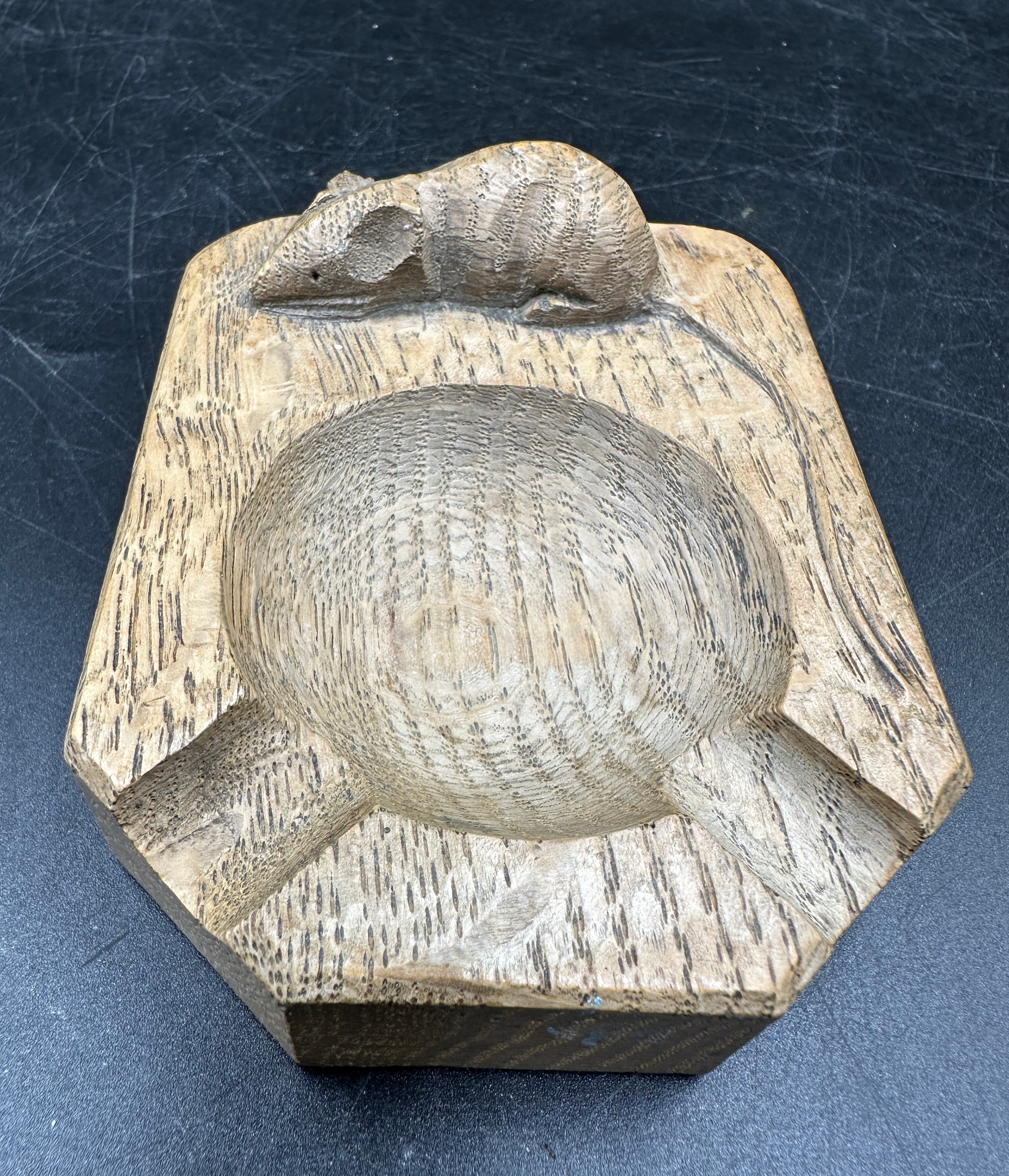 Robert Thompson 'Mouseman' Oak ashtray 10cm x 7.5cm.
