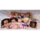 A collection of eight Cabbage Patch dolls together with a Mattel Boglins Flurp in original box.