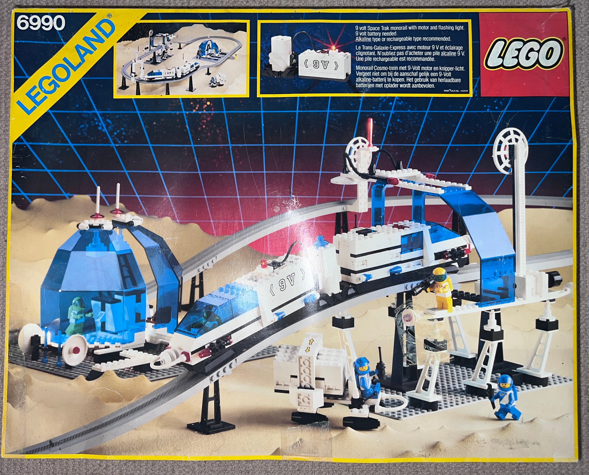 A boxed Lego 6990 Space Monorail and possible track extensions 6921.