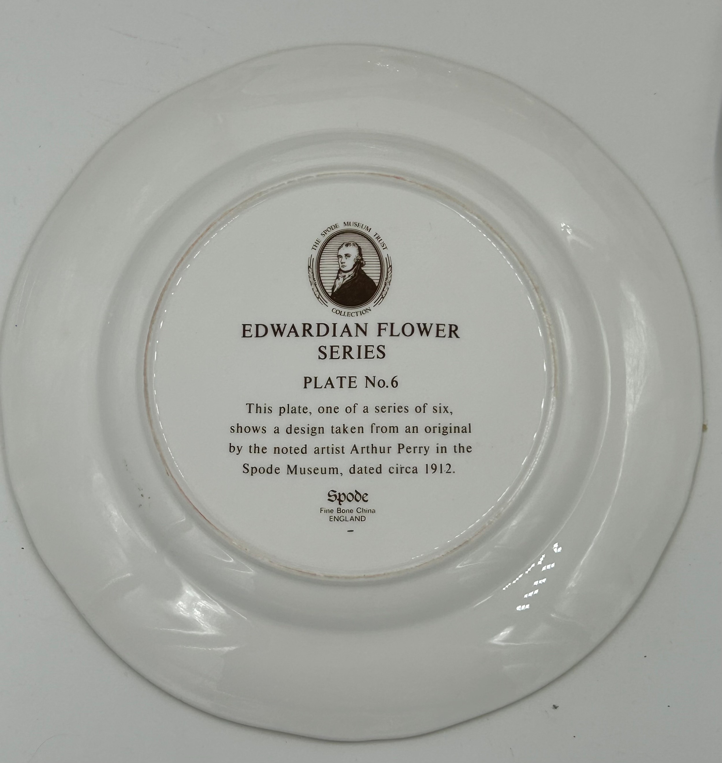 Spode Edwardian Flower series plates. Numbered 3, 4, 5 and 6. Design from an original by Arthur - Image 2 of 2