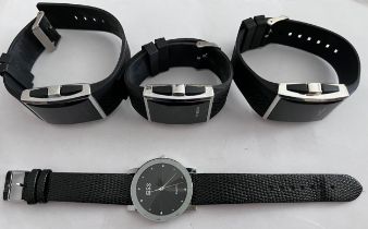 An Ohsen stainless steel, LED water resist watch, 2 other similar LED watches and a ESS quartz