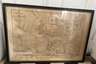 Framed Plan of Kingston Upon Hull by Thomas Anderson, reproduced by Abraham Johnson Hull 1888.