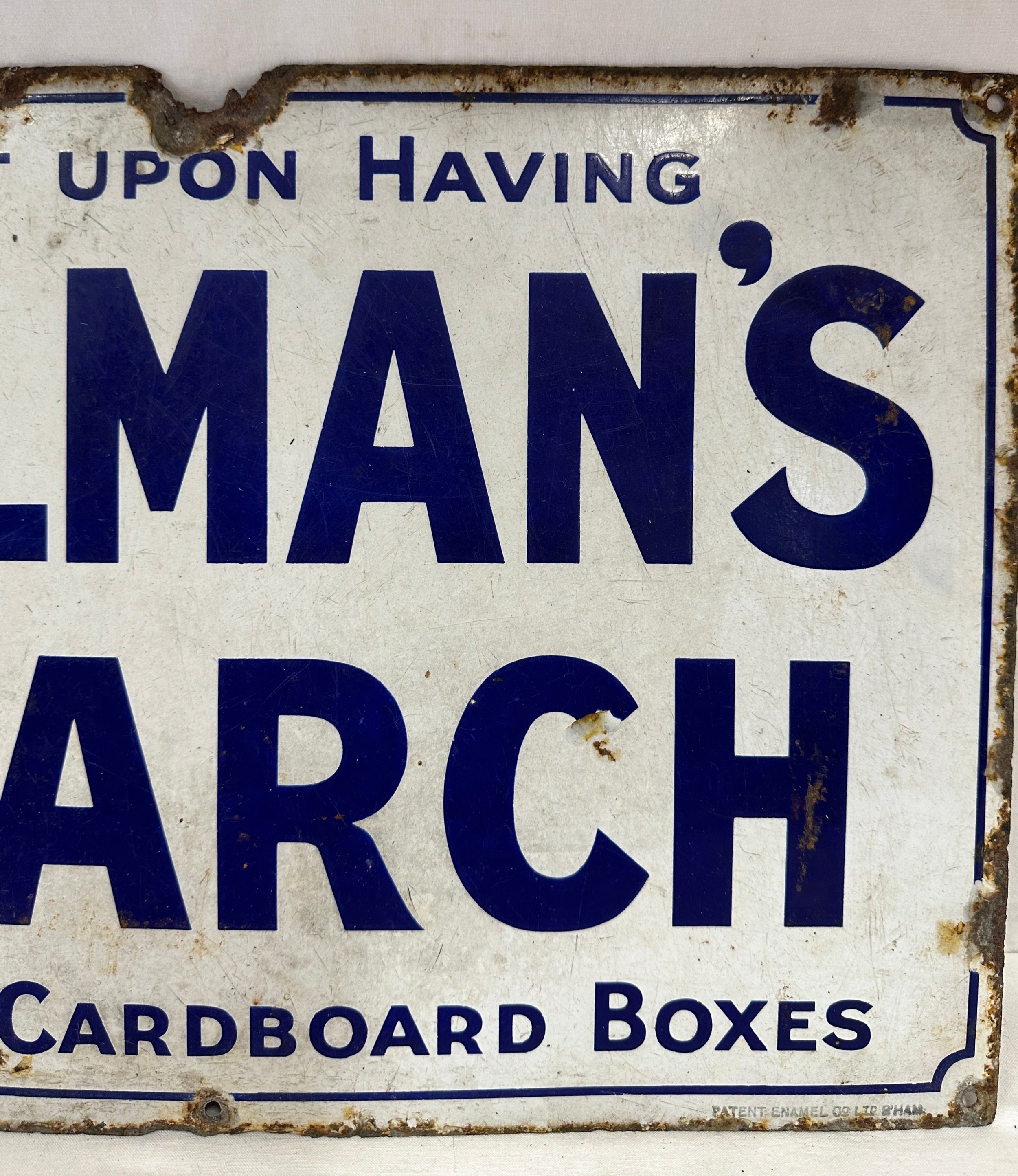 An original enamel 'Colmans Starch' advertising sign measuring 30.5 x 45.5cm. - Bild 4 aus 5