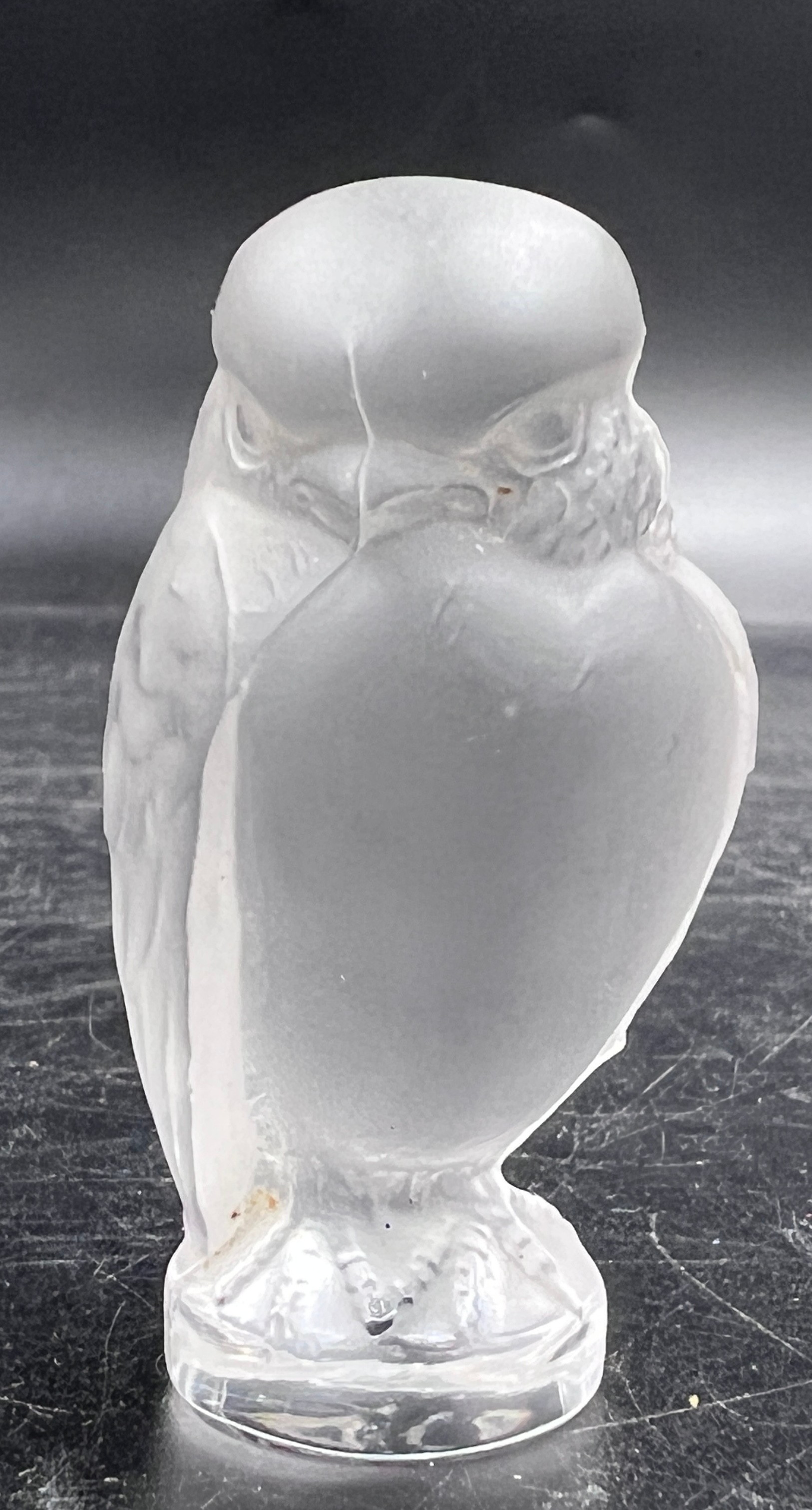 A Lalique owl, 9cm h, signed 'Lalique France' to base together with a Lalique hawk, 5cm h, signed ' - Image 3 of 7