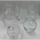 A quantity of good quality cut glass comprising 4 vases, largest 27cm h, smallest Stuart 19cm h,