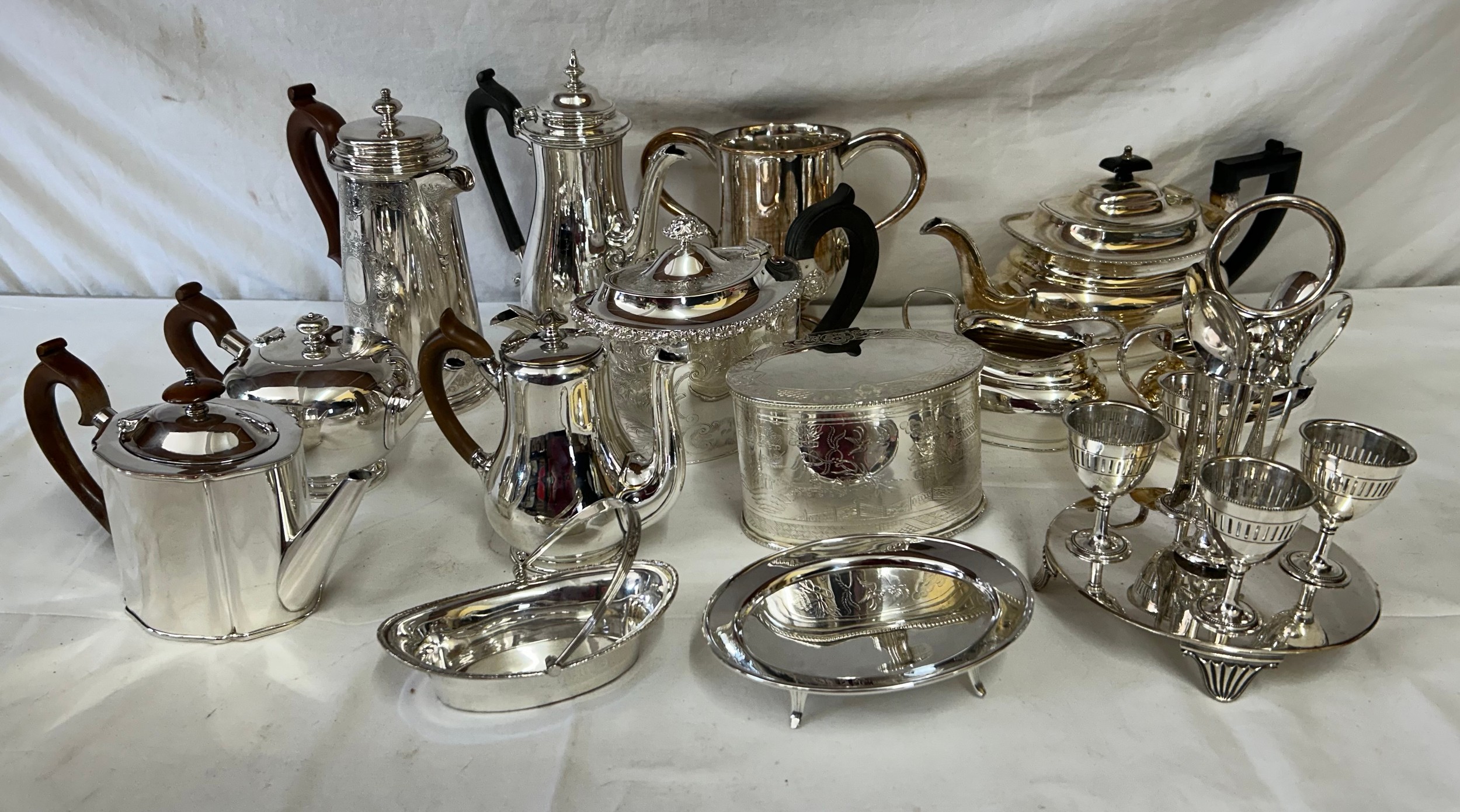 A quantity of good quality silver plated items to include a matching teapot, sugar and milk,
