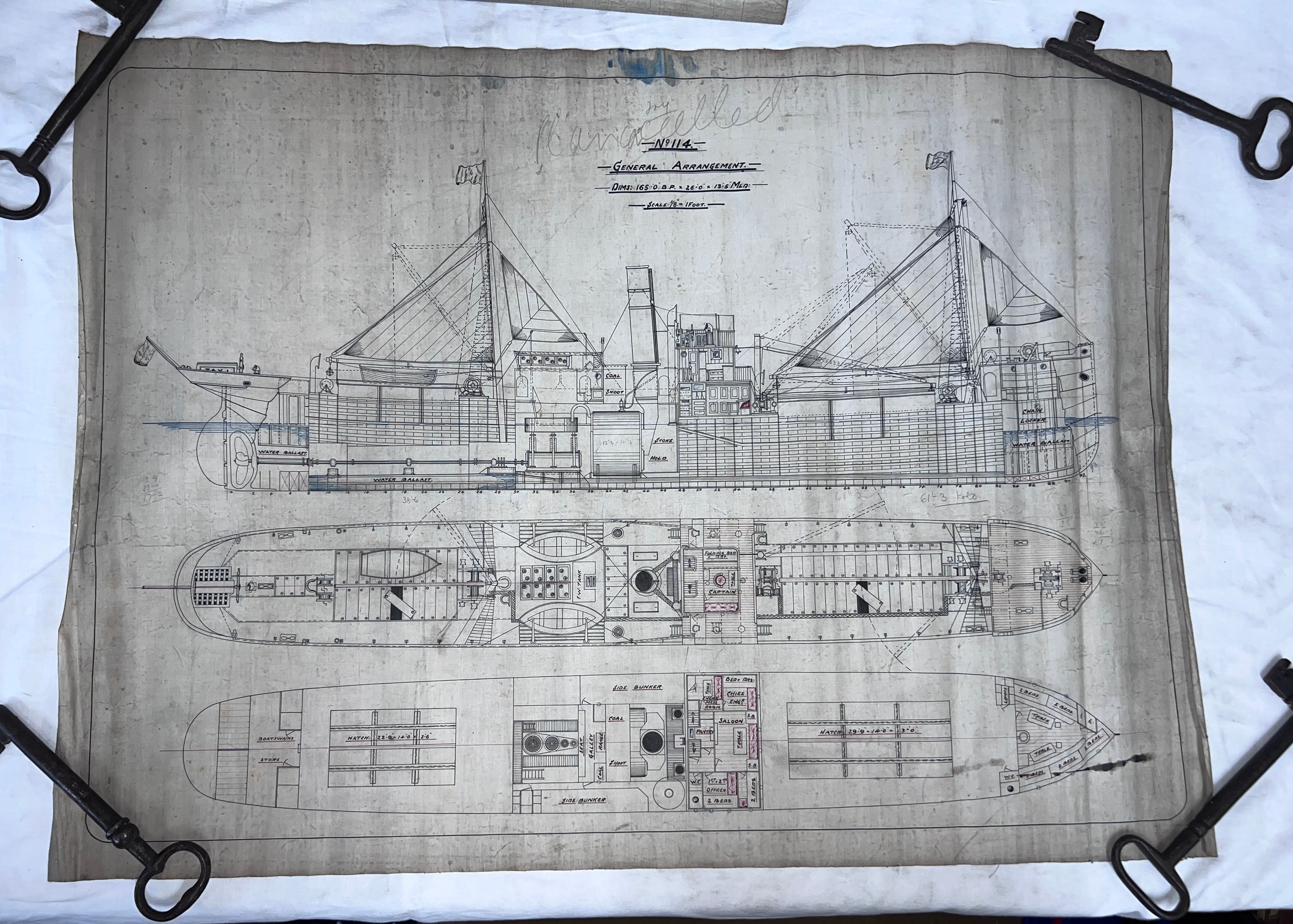 Ship plans, Goole Ship Building & Repairing Co Ltd. to include S.S. Thames 129, S.S. Cottingham 103, - Bild 14 aus 18