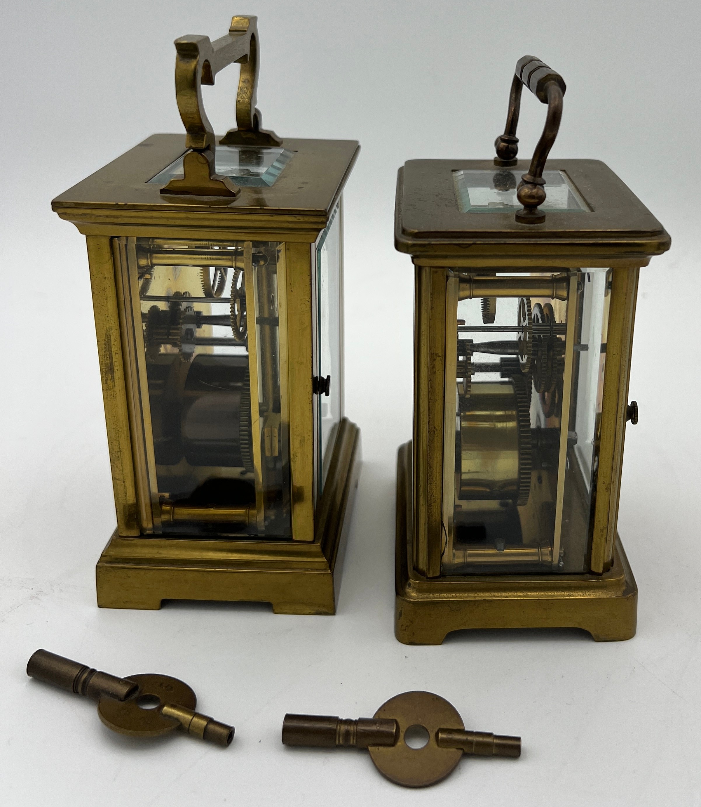 Two brass cased carriage clocks. One stamped R & C0 Made in France,not working, the other with white - Image 2 of 5