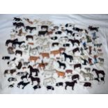 A large quantity of Britains farmyard & farmers animals to include Cows, Pigs, Sheep, Horses etc.