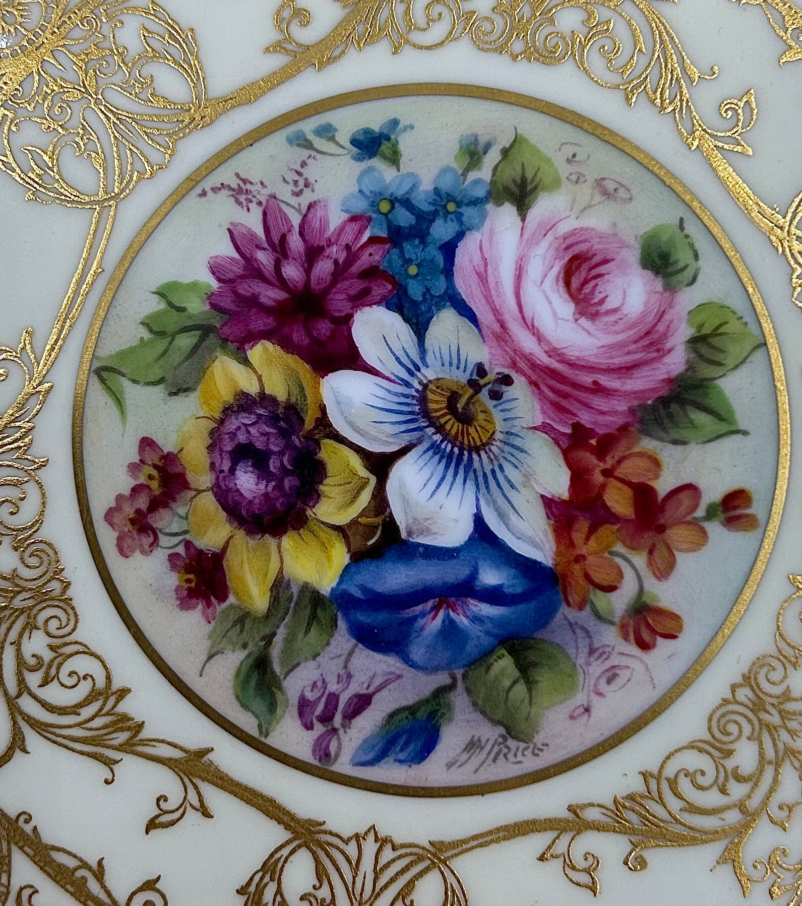 A Royal Worcester hand painted cabinet plate signed H.H. Price, decorated with flowers. 27cm d. - Image 4 of 4