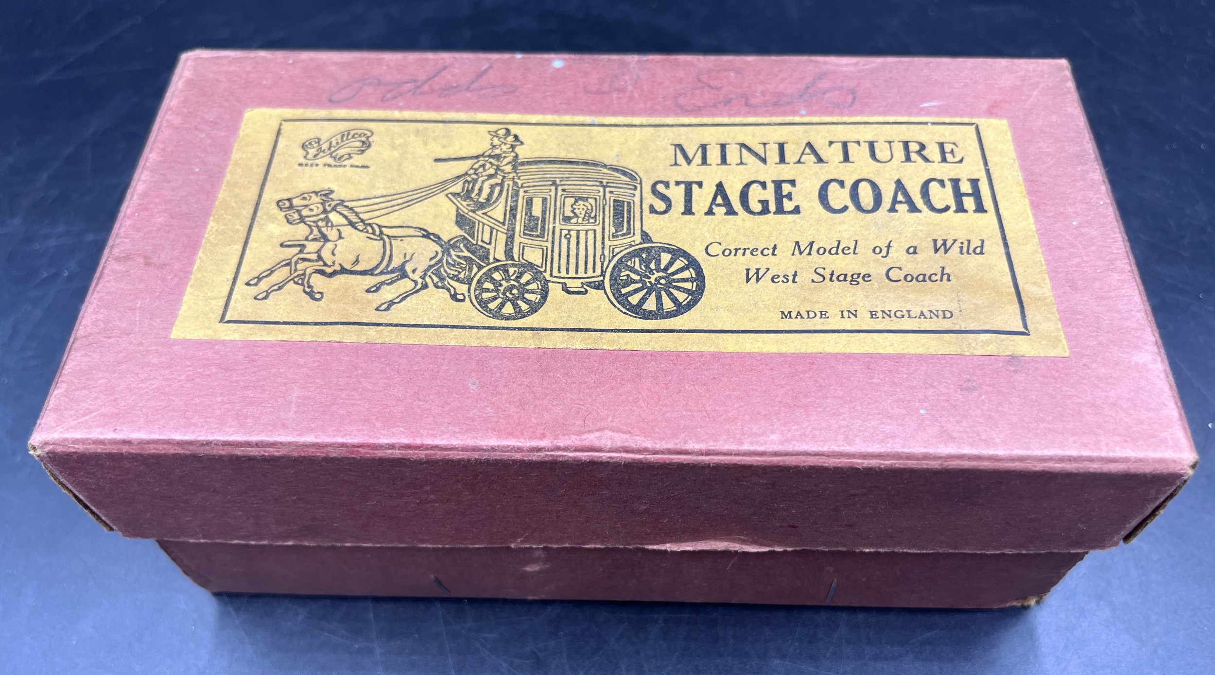 A boxed John Hill and Co Johillco boxed miniature Stage Coach comprising of a brown coach with red - Bild 7 aus 7