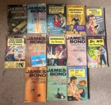 Thirteen James Bond paperback Pan books. Various editions.