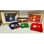 Royal Yorkshire Yacht Club memorabilia to include two framed flags one red and one blue, a model