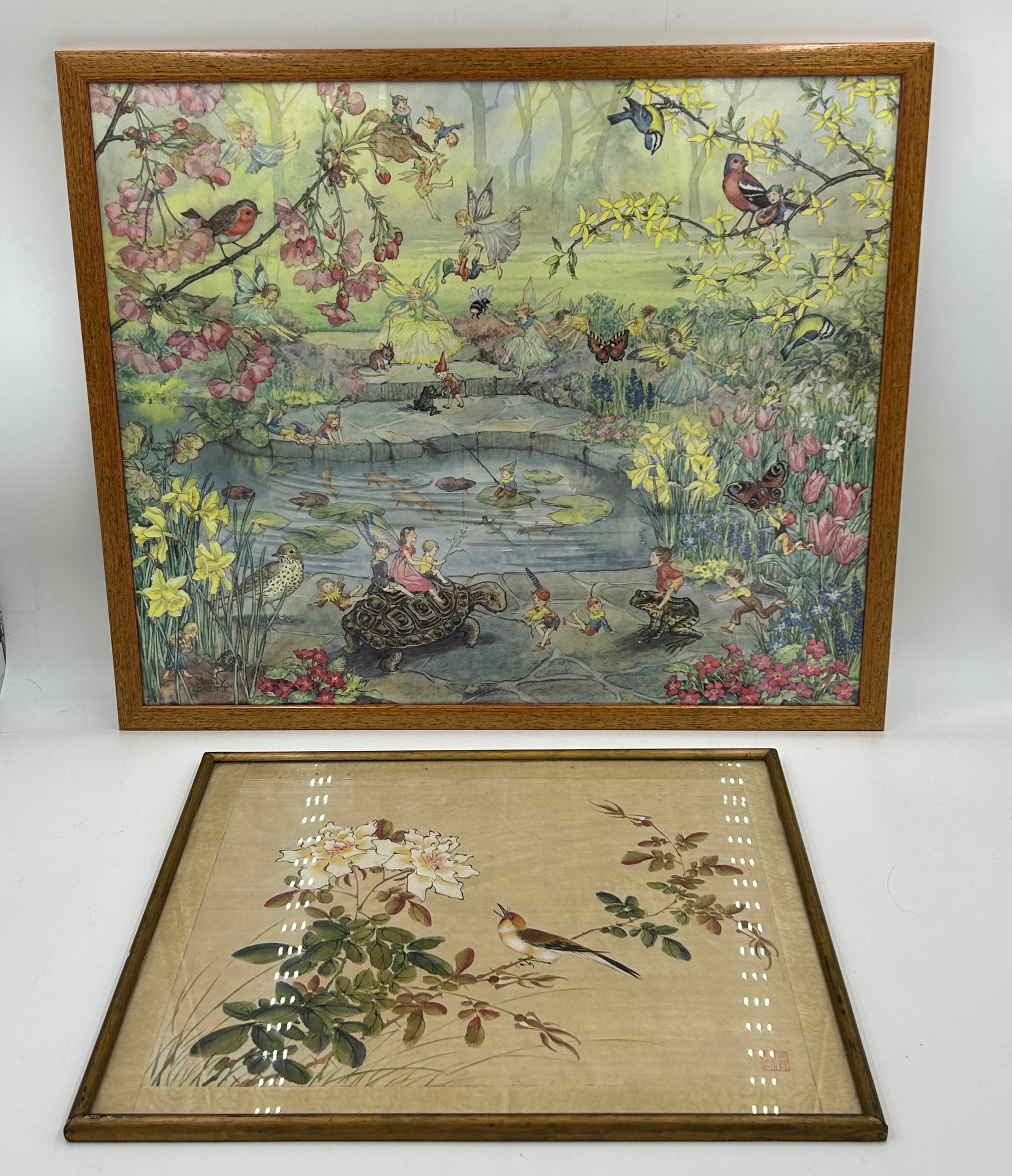 Wooden framed 'Garden Magic' print by Molly Brett M.A.S 873 - 57cm x 47.5cm along with a framed