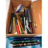 A quantity of vintage pens, nibs etc to include Parker, Platignum and Inoxcrom.