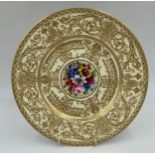 A Royal Worcester hand painted cabinet plate signed H.H. Price, decorated with flowers. 27cm d.