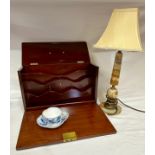 Miscellany to include a 19thC travelling mahogany letter rack approx. 24.5cm h x 39cm w 16cm d,