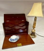 Miscellany to include a 19thC travelling mahogany letter rack approx. 24.5cm h x 39cm w 16cm d,