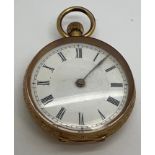 A 19thC pocket watch with 18 carat gold outer case. 4cm diameter approximately. Total weight 50.9gm.