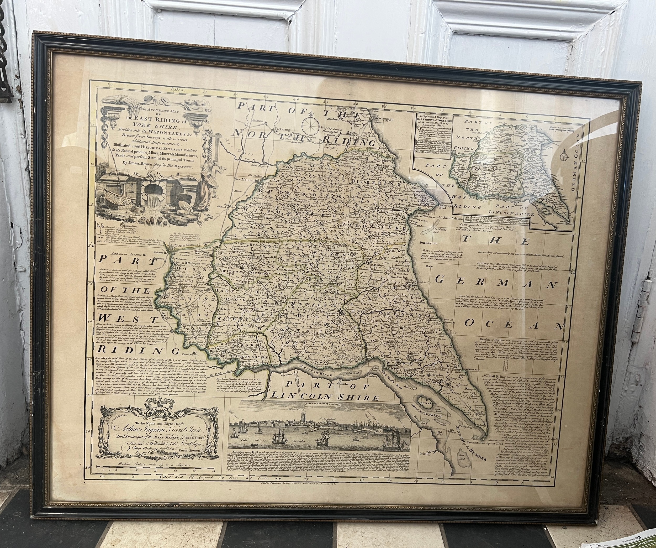 An Accurate Map of The East Riding of Yorkshire by Emanuel Bowen. 58cm x 74cm. - Bild 2 aus 2