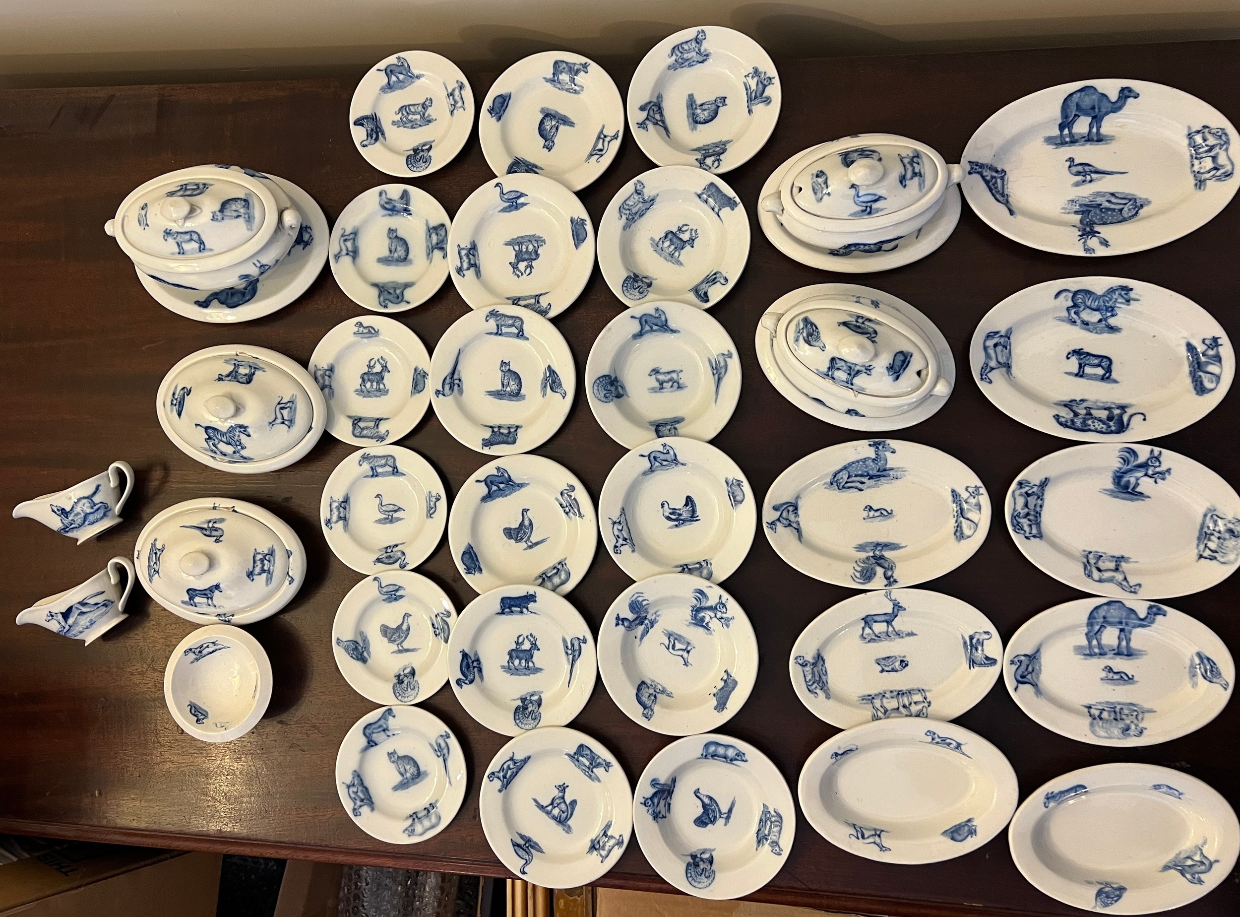 A late 19th/early 20thC Copeland Spode child’s animal pattern dinner service comprising of 6 x