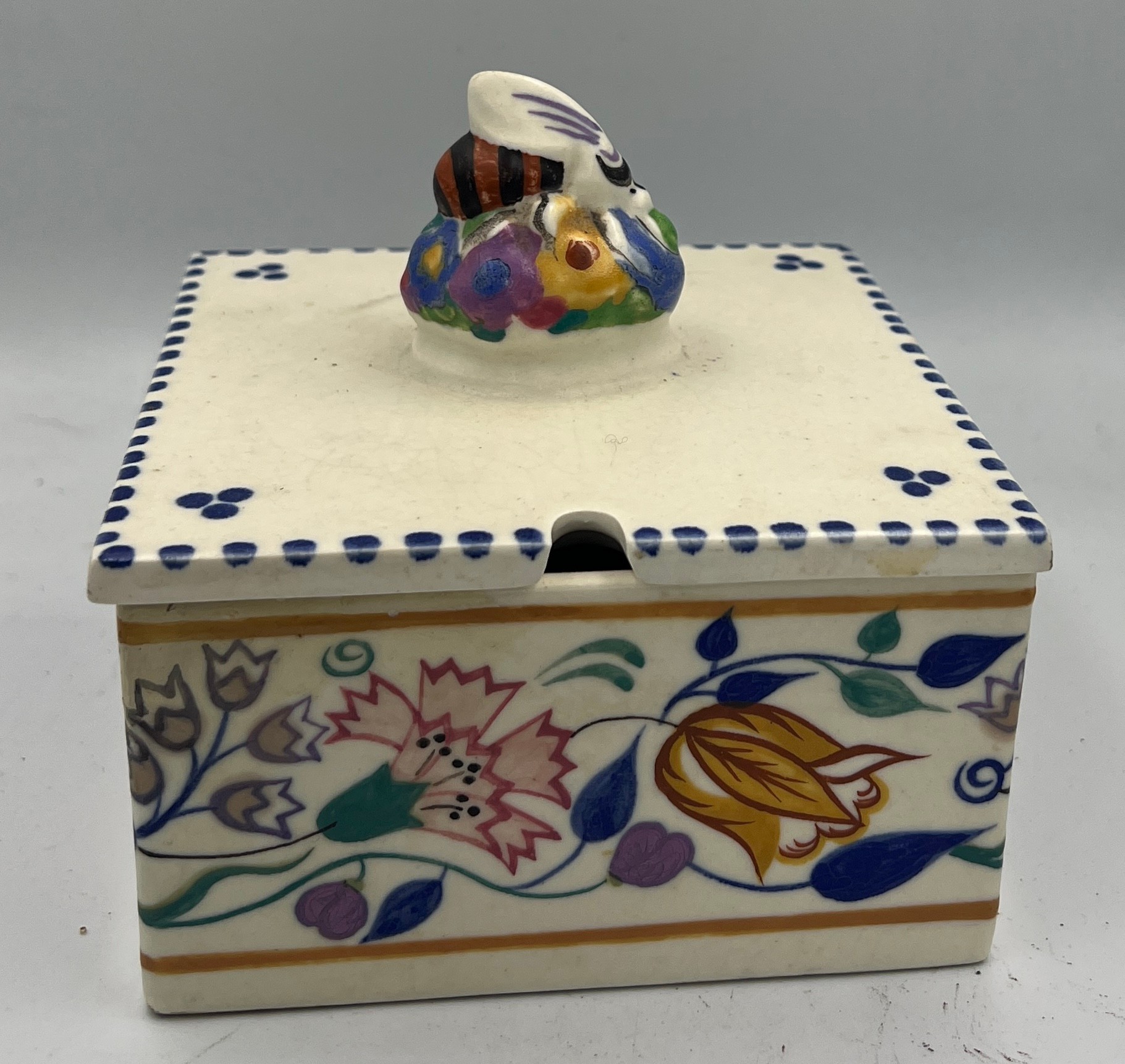 A Poole honey box together with a silver rimmed yellow glass vase, 21cm h. - Image 4 of 5