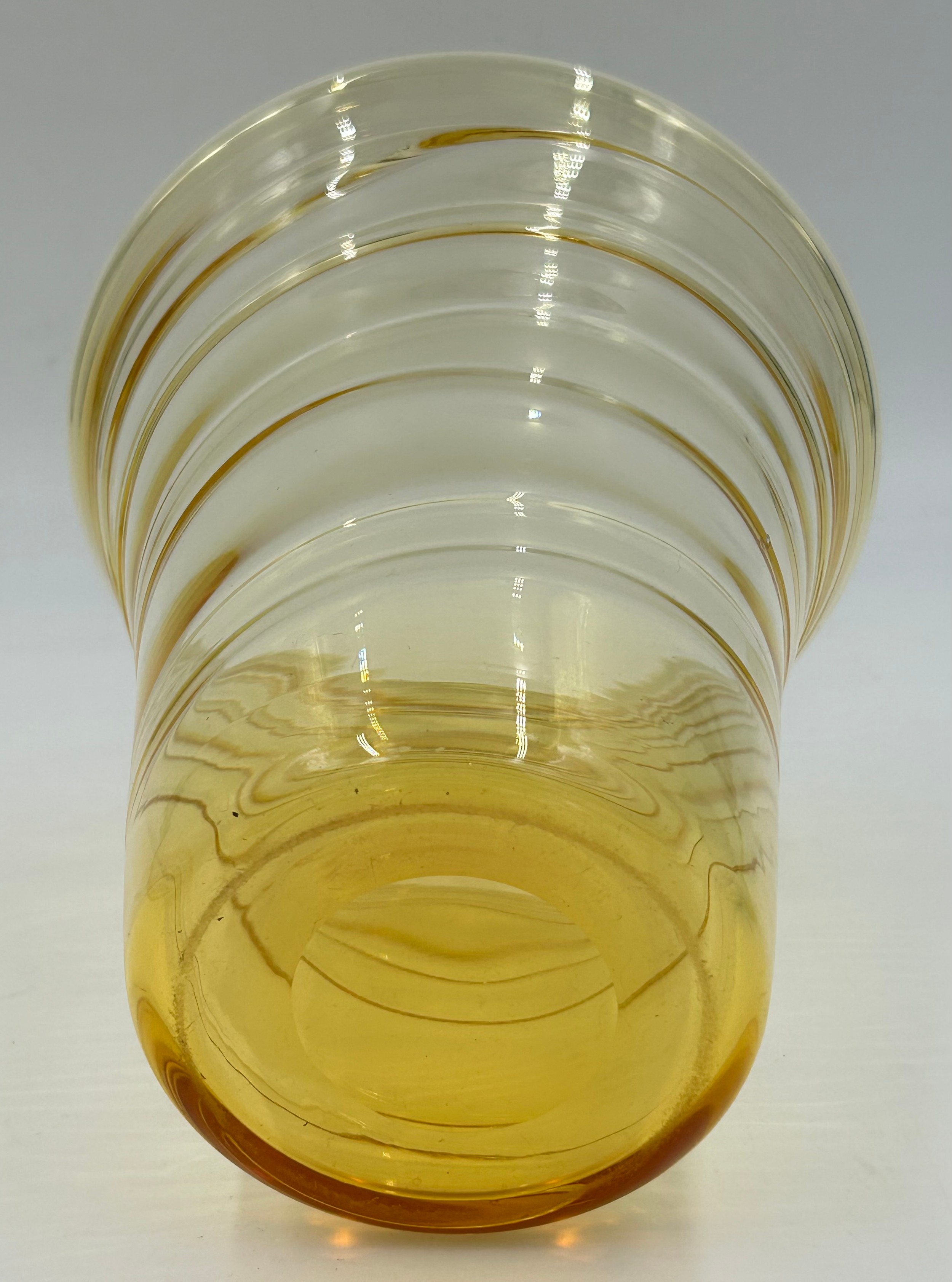 A Whitefriars amber glass table vase ribbed with swirl decoration 20cm h together with an amethyst - Image 3 of 9