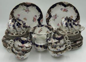 English Diamond China porcelain part tea service decorated with hand painted sprays of flowers