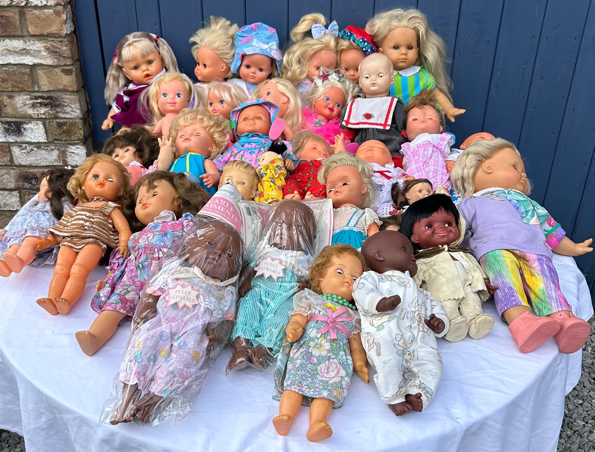 An assortment of dolls to include Fisher Price, Mattel, Max Zapf, Early Moments fully bathable