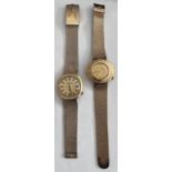 Two vintage Bulova Accutron quartz 10K gold filled cased wristwatches on gold plated bracelets,