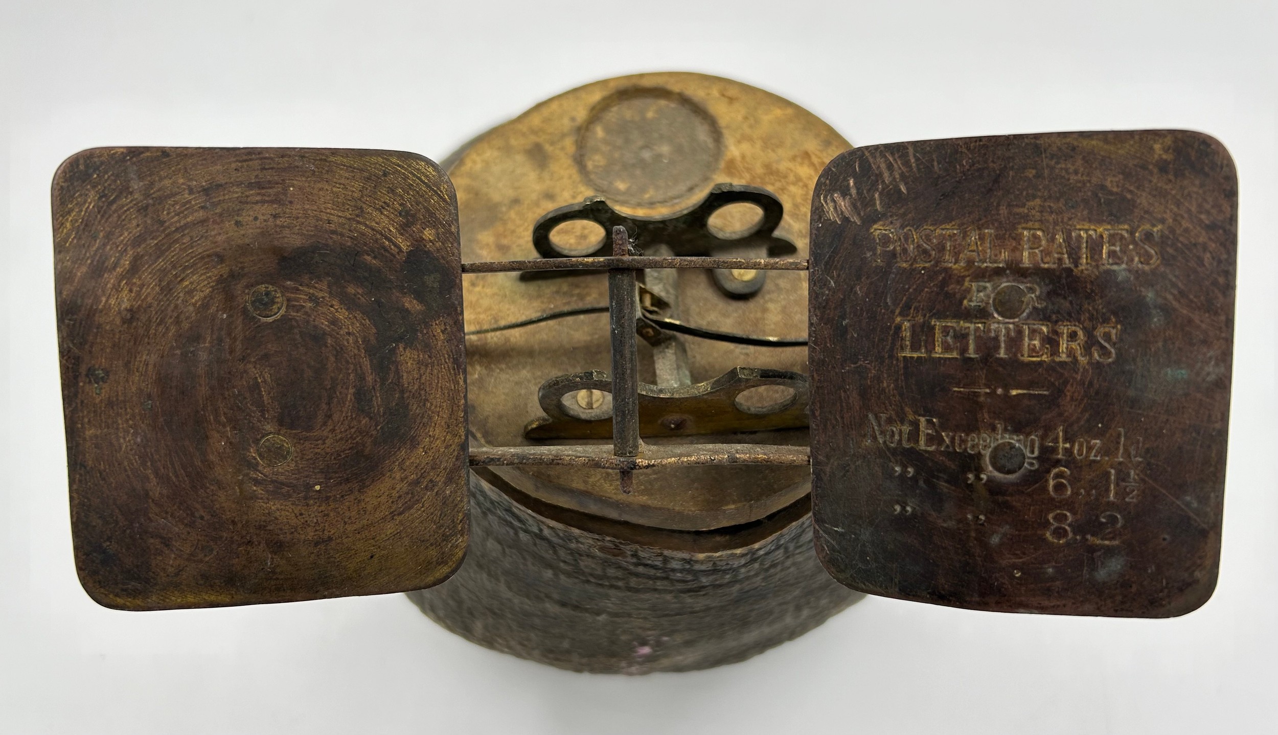 A taxidermy specimen of a Rhino foot with a set of mid 19thC postal scales attached to the top. - Image 4 of 7