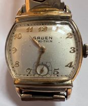 A pre 1940's manual Gruen Veri-thin wristwatch with subsidiary seconds dial. 15 jewel, patent no.