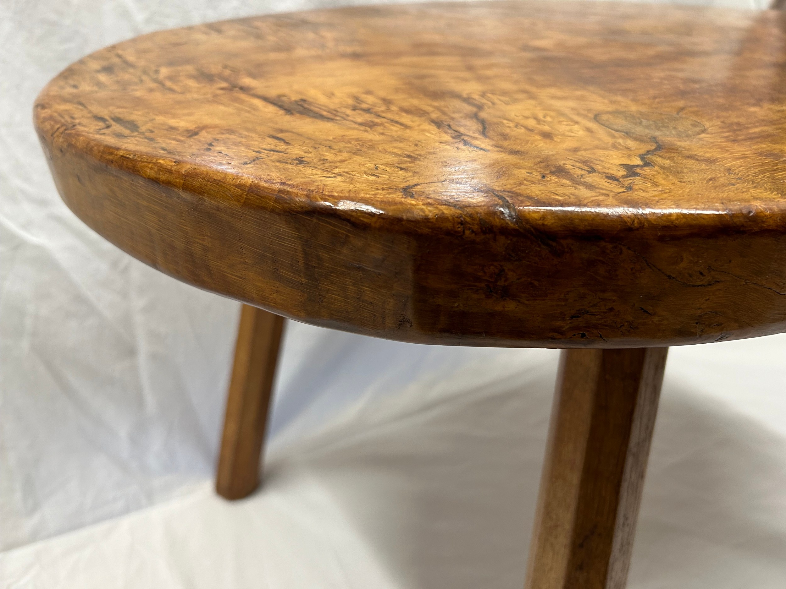 A Robert Thompson, ‘Mouseman’ kidney shaped burr oak table on four octagonal legs with signature - Image 8 of 29