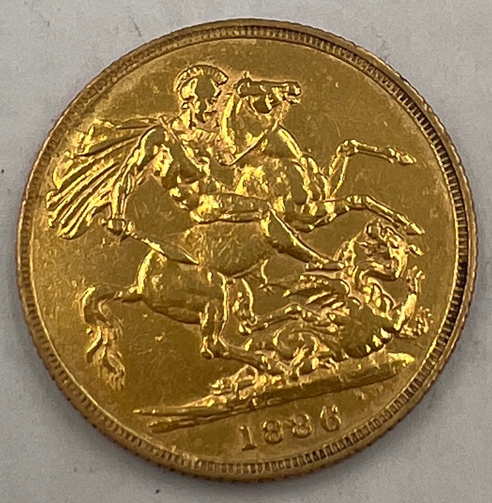 A full Victorian gold sovereign 1886.