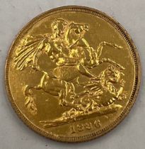A full Victorian gold sovereign 1886.
