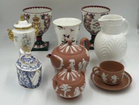 A collection of ceramics to include Two Wemyss Royal Doulton Goblets to commemorate The Queen Mother