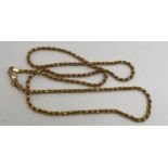 A 9 carat gold rope twist chain necklace. 52cm l. Weight 9.9gm.