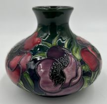 A Moorcroft Pottery squat vase decorated in the 'Anemone Tribute' pattern after Emma Bossons,