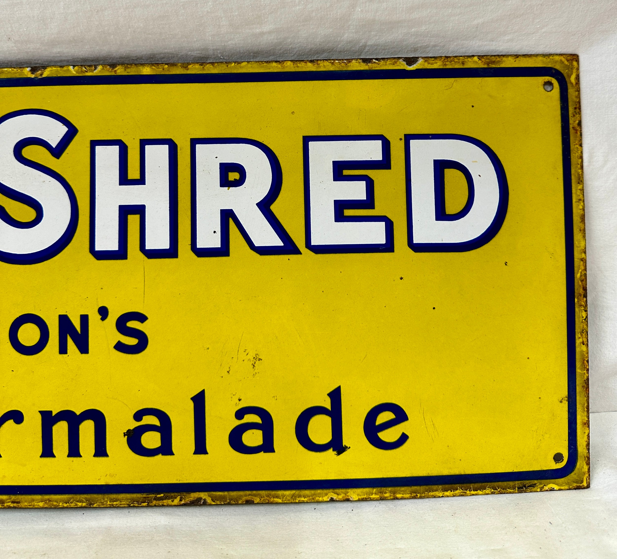 An original enamel advertising sign 'Robertson's Silver Shred Lemon Marmalade' measuring 25.5 x - Bild 4 aus 7