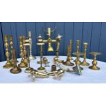 A quantity of brass items to include T.A. Harris Ltd, London bath & shower tap, 2 sets of taps and