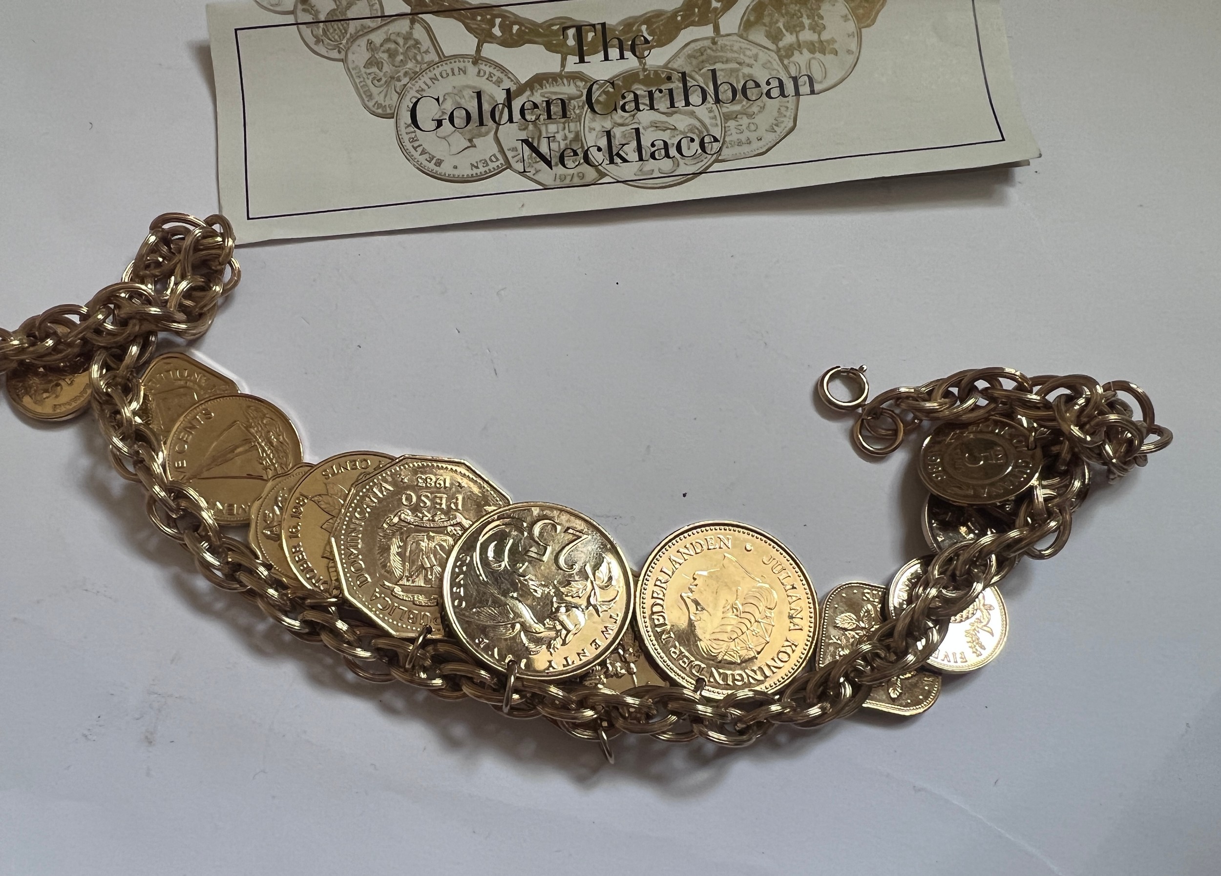 Franklin mint, a gold plated 'The Golden Caribbean Necklace' with coins from the Caribbean - Image 3 of 3