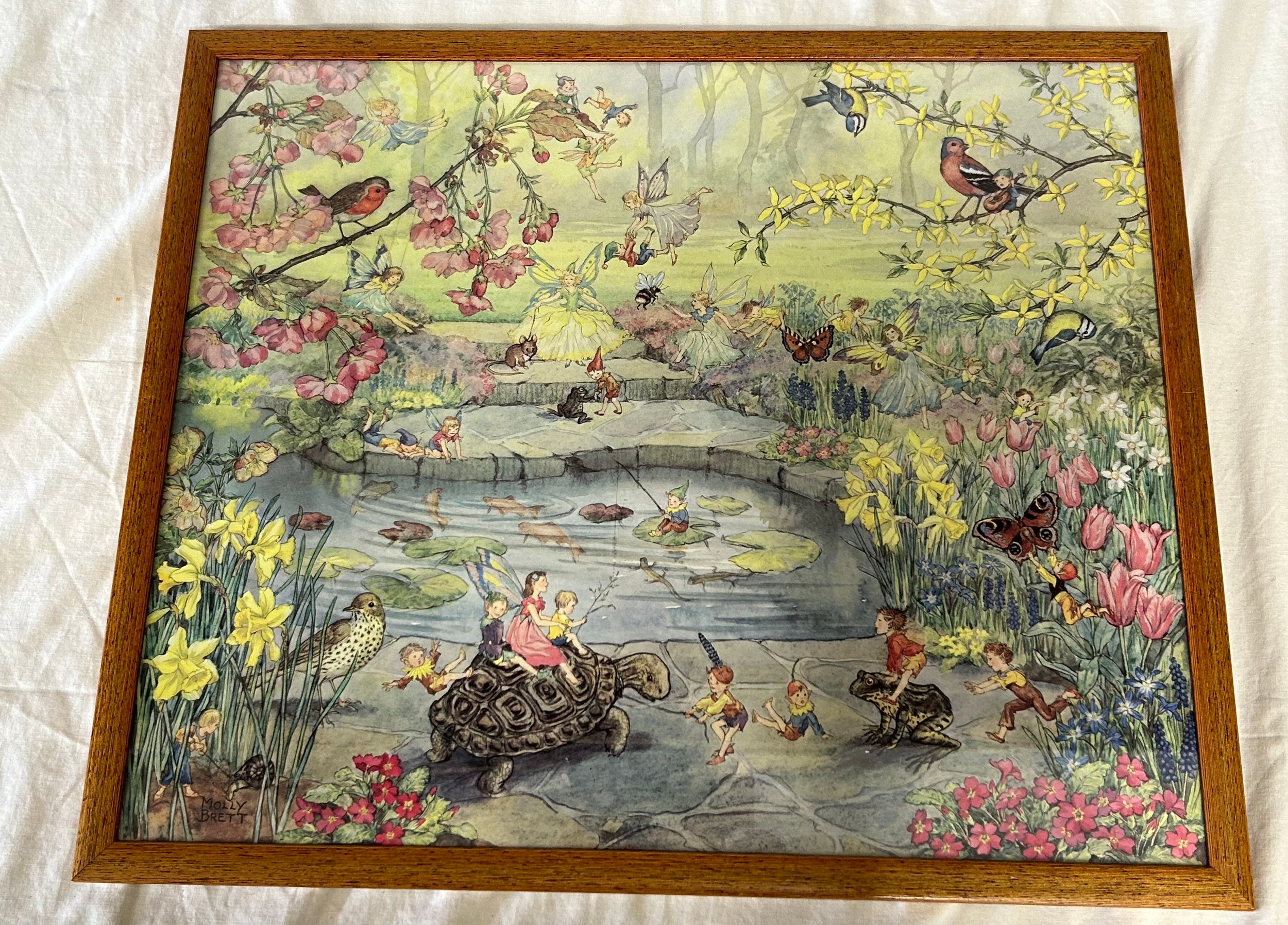 Wooden framed 'Garden Magic' print by Molly Brett M.A.S 873 - 57cm x 47.5cm along with a framed - Image 2 of 3