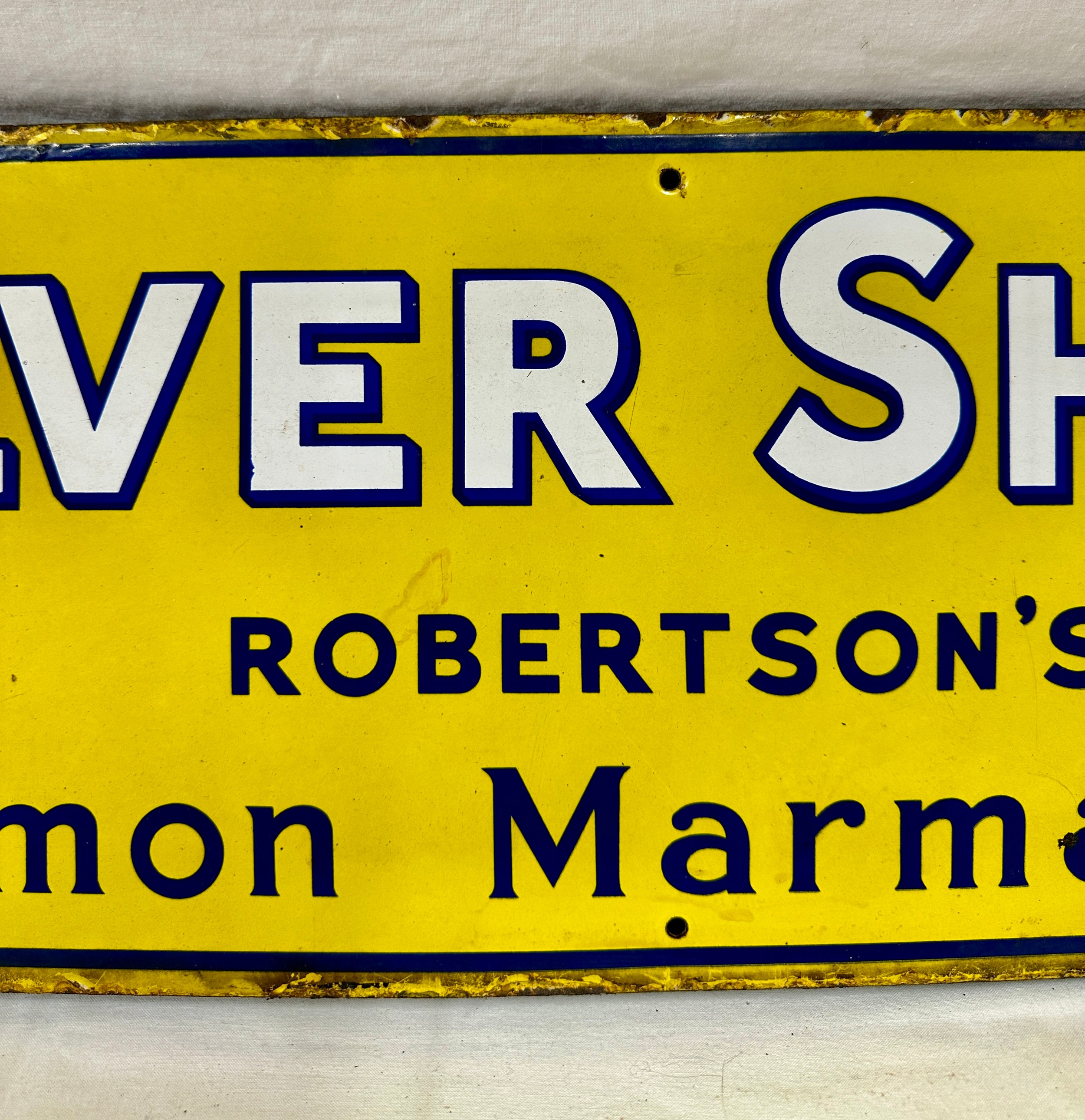 An original enamel advertising sign 'Robertson's Silver Shred Lemon Marmalade' measuring 25.5 x - Bild 3 aus 7